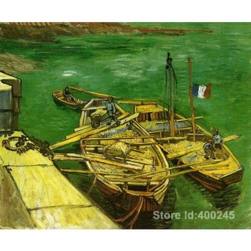 Online Art Gallery Vincent Van Gogh Handmade oil paintings Quay with Men Unloading Sand Barges High quality