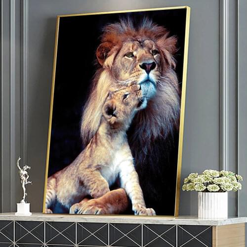 African Lions And Lion Baby Canvas Paintings Wall Posters And Prints Animal Art Pictures for Room Home Wall Decoration Frameless