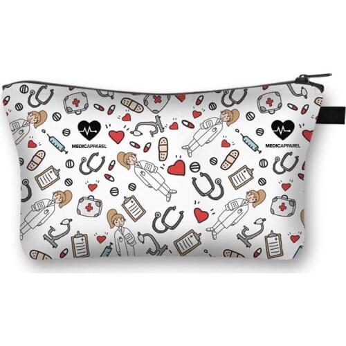 Polyester cosmetic bag, teeth printing clutch bag, womens large capacity travel storage bag Lovely Casual Portable Storage bag