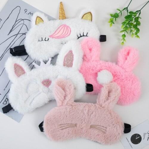 Sleep Mask Unicorn Plush Blindfold Cute Eye Cover Sleeping Sort Bandage Rabbit Dream Night Mask For Women Men Relax Nap Health