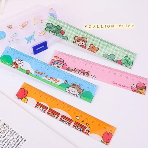 MINKYS Kawaii Cute Cartoon 15CM Plastic Ruler Bookmark Study Drawing Tool Kids Gift School Stationery Supplies