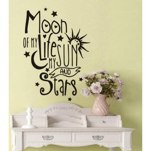 Moon of My Life Quote Vinyl Wall Sticker Home Decoration My Sun And My Star Style Removable Wall Decal Vinyl Murals Art AZ795
