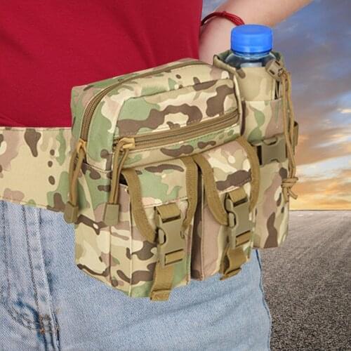 Men Waist Pack Oxford Cloth Hiking Water Bottle Phone Pouch Outdoor Sports Army Military Hunting Climbing Camping Belt Bag