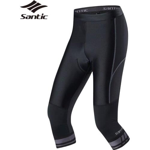 Santic Mens Cycling Shorts Summer Coolmax Sponge Padded Shorts Quick Dry Road Mountain Bike Shorts 3/4 Bicycle Short Pants