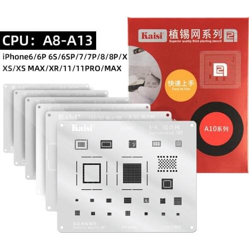 Kaisi 0.12mm BGA Reballing Stencil Kit Set Solder Template for iPhone CPU A8 A9 A10 A11 A12 A13 11 Pro Max XS XR X 8 8P 7P 6S 6