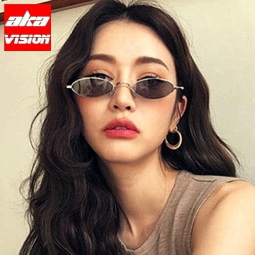 AKA VISION Retro Sunglasses Women 2021 Vintage Oval Eyewear Women/Men Metal Small Women Glasses Small Frame Female Gafas De Sol