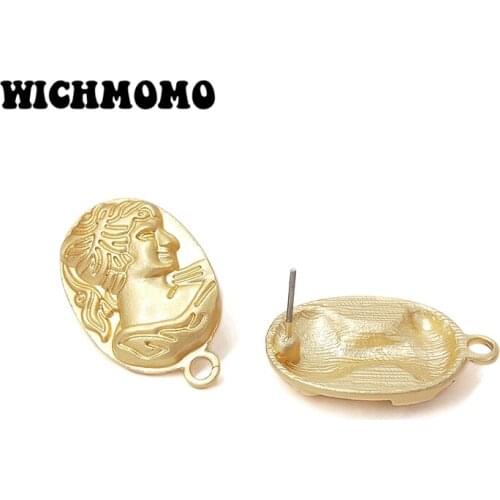 27mm 6pieces/bag High Quality Zinc Alloy Matte Oval Portrait Earring Base Connectors Linkers for DIY Earring Jewelry Accessories