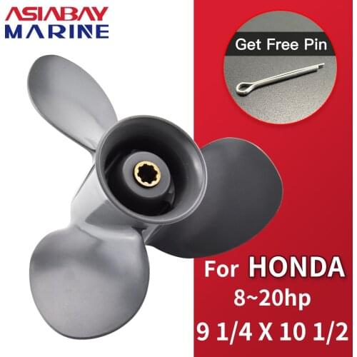 Outboard Propeller For Honda 8hp 9.9hp 10hp 15hp 20hp 9 1/4* 10 1/2 Motor Aluminum Alloy 3 Blades 8 Spline Marine Engine Part