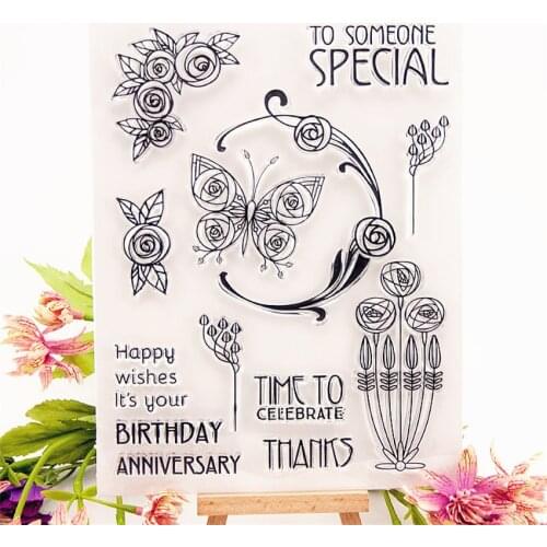 15.5x21.5cm butterfly wreath Transparent Clear Stamps Silicone Seals Roller Stamp DIY scrapbooking photo album/Card Making