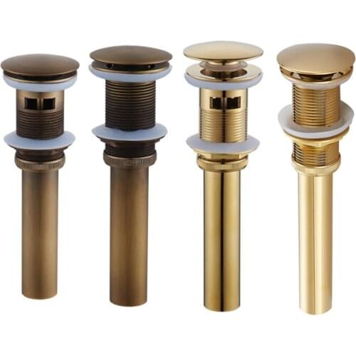 Basin Sink Pop Up Bathroom Drain Brass Vanity Sink Waste Drainer Luxury Antique Brass Waste Drainer With/Without Overflow