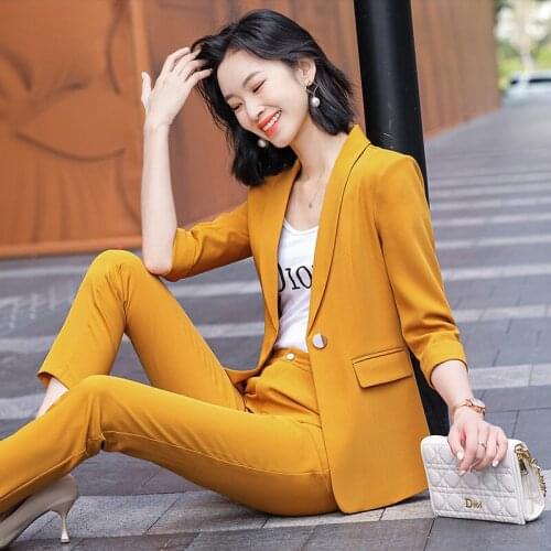 Plus Size 5XL Formal Uniform Designs Pantsuits with Pants and Jackets Coat Spring Summer Half Sleeve OL Styles Career Blazers