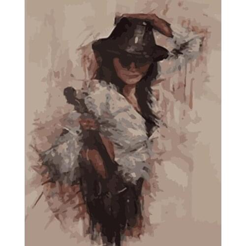 ROYALDREAM Cowgirl Abstract Painting Diy Digital Painting By Numbers Modern Wall Art Picture For Home Wall Artwork