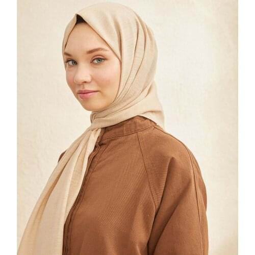 Salland Elena Beige Color Shawl Trend Fashion Stylish Womens Hijab Scarf Shawl Comfortable Use in All Seasons Wraps Easy to Shape Flexible Anti-Wrinkle Quality Silk Fabric Hijab Clothing Accessory Shawls ELEBR-00001