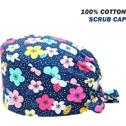 New Unisex Scrub Hat Gorros Quirurgicos Mujer Floral Printing Beauty Salon Beauty Pharmacy Lab Dentist Nurse Working Scrubs Caps