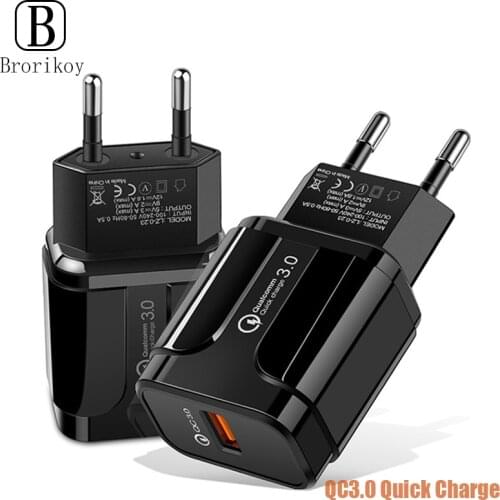 For iPhone Hauwei Xiaomi HTC Samsung QC3.0 USB Charger Quick Charge Plug Mobile Phone Wall US EU Fast Charger Universal Adapter
