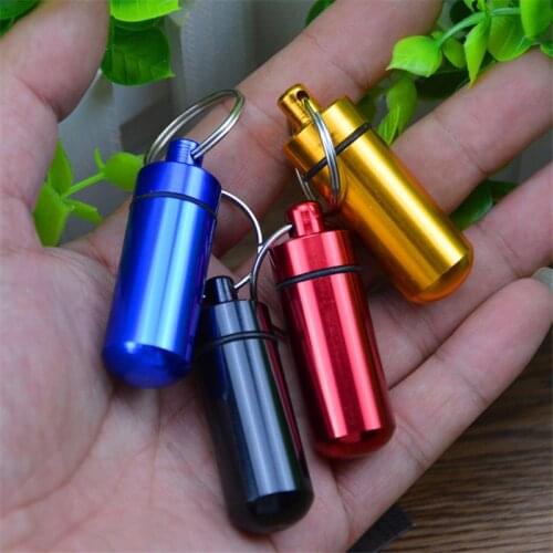 Waterproof Aluminum Pill Box Case Bottle Cache Drug Holder Container Keychain Medicine Box Health Care