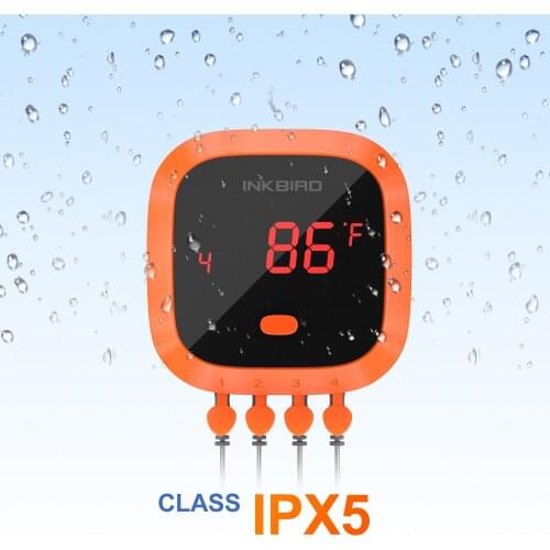 Waterproof LED Electronic Digital BBQ Meat Thermometer Magnet Design 1000mA Rechargeable with 4 Probes Free App Control IBT-4XC