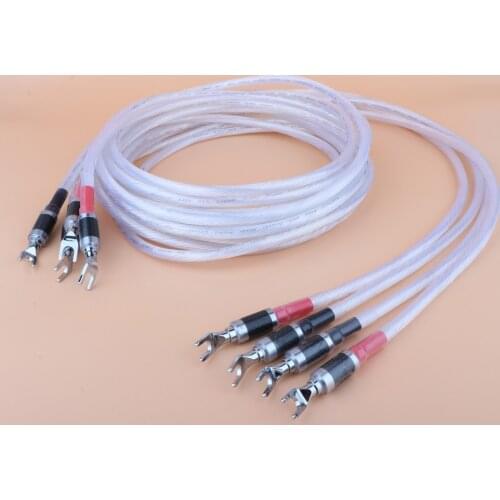 YTER Hi-End 11cores OCC Silver Plated HIFI Speaker Cable Spade To Spade Plug Speaker Wire For Audiophiles