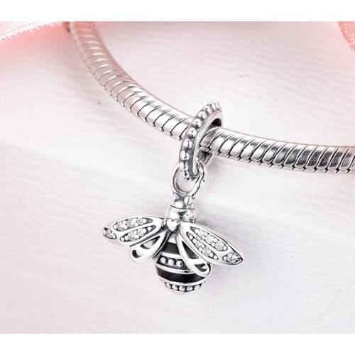 2020 New Spring Sparkling Queen Bee Pendant Charm 925 Sterling silver Charms fit Beads Bracelets DIY For Women Jewelry Wholesale