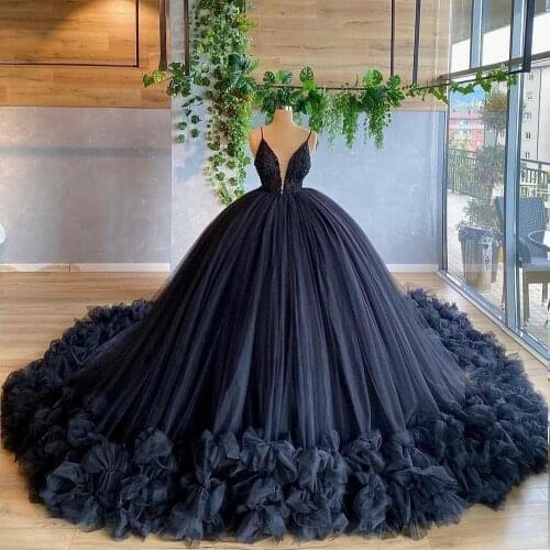 Sexy V Neck Tulle Ruffles Party Evening Dresses 2021 Purple Navy Blue Formal Prom Dress Gown Women Plus Size robe de soiree