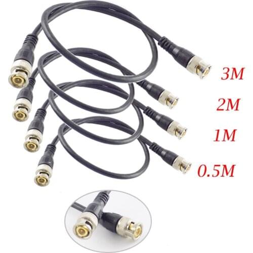 0.5M/1M/2M/3M BNC Extension Cord Cable BNC Male To Male Adapter Cable For CCTV Camera Home Security BNC Connector High Quality