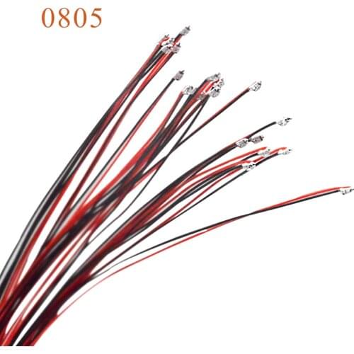 0805 SMD model train HO N OO scale Pre-soldered micro litz wired LED leads 20cm wires