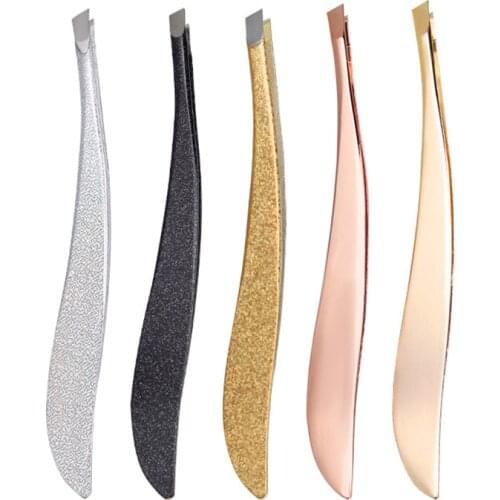 1PC Banana Eyebrow Tweezer Stainless Steel Slant Tip Eyes Tweezer Clip For Face Hair Removal Make Up Tools Pince Hair Clip