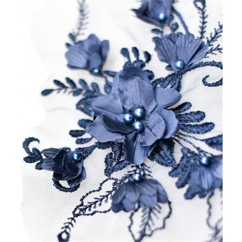 1Pc Multicolor 3D flower embroidery beaded lace flower piece DIY wedding dress Muslim headscarf lace flower 17.5X21cm BD0548