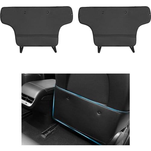 2x Car Leather Seat Back Kick Mat Anti-Kick Pad Backseat Child Kick Guard for Tesla Model 3 / Y 2019-2021 Waterproof