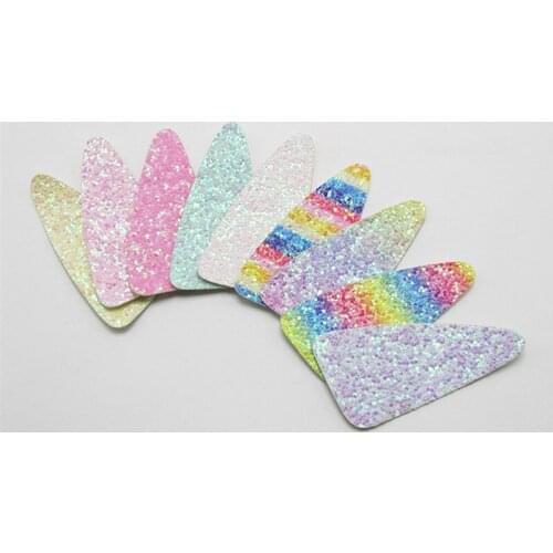 20pcs/lot 6*2.7cm glitter padded applique snap clip cover for BB Headdress hair clip accessories without clip