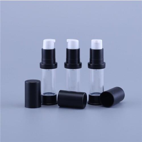 6pcs 5ml Empty Airless Vacuum Pump Bottle 5cc Refillable Plastic Lotion For Travel with Black Top and Bottom