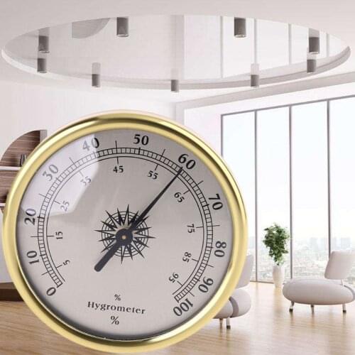7.2cm Gold Ring Surface Hygrometer Instrumentation Thermometer Humidity Meter Gauge - No battery needed