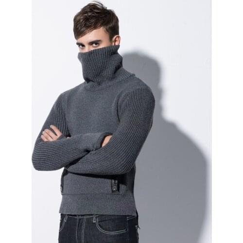 Brand 2020 New Winter Mens Casual Pullover Fashion Soft Thick High Collar Sweater Men 3XL 4XL