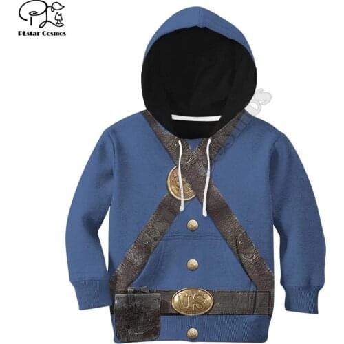 Kids Cloth Anime US Civil War Union Infantry Uniform Childrens wear 3d hoodies/boy sweatshirt Cartoon Hot Movie pant style-4