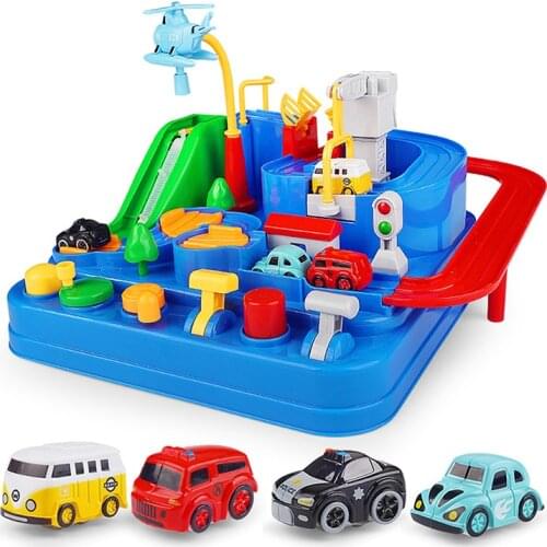 Kids Educational Car Toys For Boys Track Adventure Brain Table Games Rail Cars Mechanical Parking Lots Children Christmas Gifts