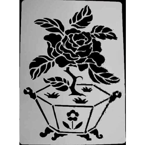 DIY Scrapbooking Flowers Roses Template Baking Kitchen Decorating Cake Stencil Spray Potted Flowers Template Embossing Folders