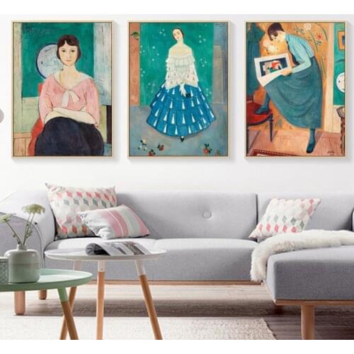 Europen Young Women Canvas Painting Wall Art Poster and Print Pictures for Living Room Home Interior Decorations NO FRAME