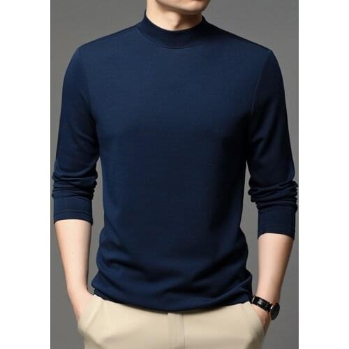 High Collar T-Shirt Mens 2020 New Autumn Wear Youth Leisure Long Sleeve Comfortable Solid Color Fashionable Versatile