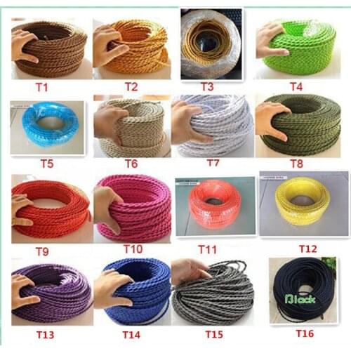 2*0.75 5M /Lot Edison Textile Cable Fabric Wire Chandelier Pendant Lamp Wires Braided Cloth Electrical Cable Vintage Lamp Cord