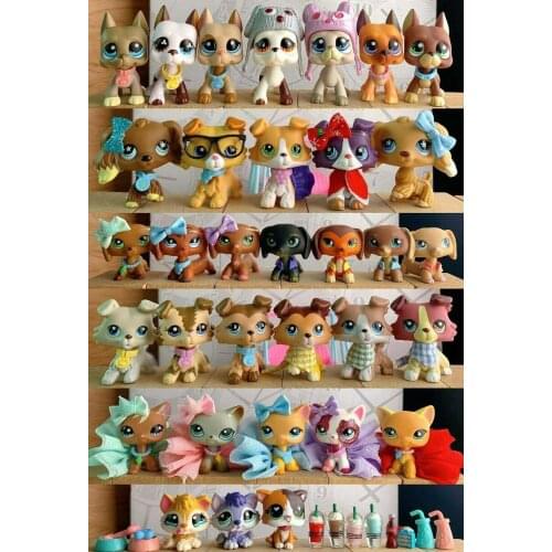 Pet Shop Pets Family 20pcs Shorthair Cat Collie Great Dane Cocker Spaniel Dachshund Dog With 15pcs Accessories opps bag