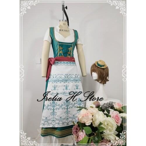 Irelia H Final Fantasy XIV cosplay FF14 Dirndls set Cosplay Costume Hat Bodice Wrist Torque Long Skirt Customized Dress female