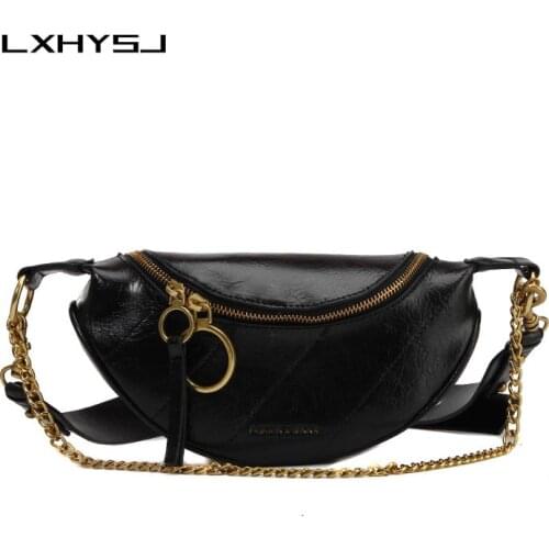 New Leather Fanny Pack Women Fanny Pack Chain Fashion Banana Bag Belt Bag Women Zipper High Capacity Kidney Bag Crossbody Bag