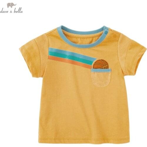 DBA16197 dave bella summer baby boys casual cartoon print T-shirt children tops kids boy fashion tees