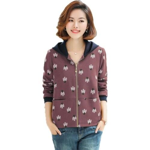 Fashion Women Coats & Jacket New 2020 Spring Outerwear Short Plant Flower Hooded Zipper Jacket Ladies Casual Coat Plus size 4XL