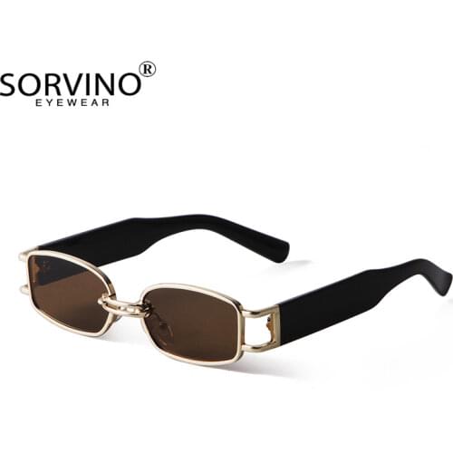 SORVINO Retro Small Square Steampunk Glasses Men Brand Design Rectangular Frame Trendy Hip Hop Sunglasses Shades for Women A0025