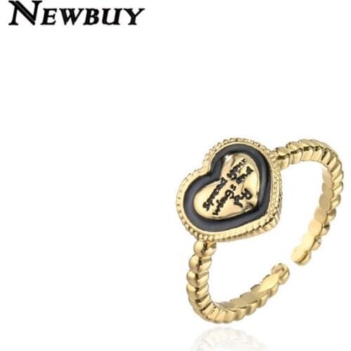 NEWBUY Vintage Bohemian Style Open Ended Ring "spread your wing and fly" Heart Shape Ring For Women Girl Birthday Gift Wholesale