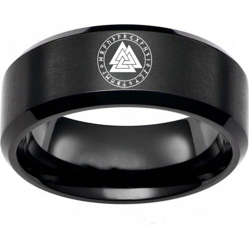 Nostalgia Stainless Steel Nordic Valknut Symbol Runic Runes Amulet Protection Mens Jewlery Viking Ring Women Accessories 2020
