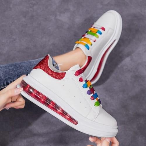 New Spring Female Thick Bottom Sneakers Mixed Colors Round Toe Platform Bling Women Flats Casual Shoes Ladies Running Shoes