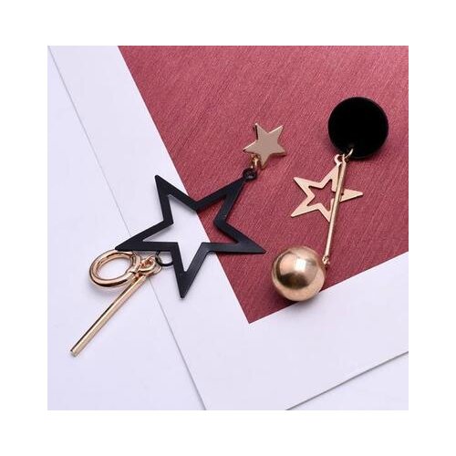 New Geometry Asymmetry Five-pointed Star Metal Tassel Drop Earrings For Women Gifts Fashion Jewelry Accessorie