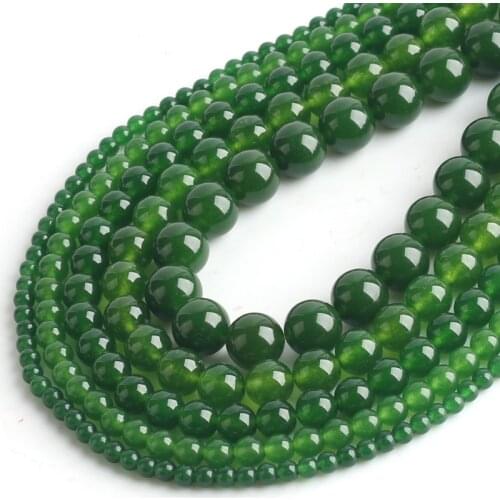 Wholesale 4 6 8 10 12mm Round Green Chalcedony Jades Beads Natural Stone Gem Beads For Diy Jewelry Making Bracelets Jewellery